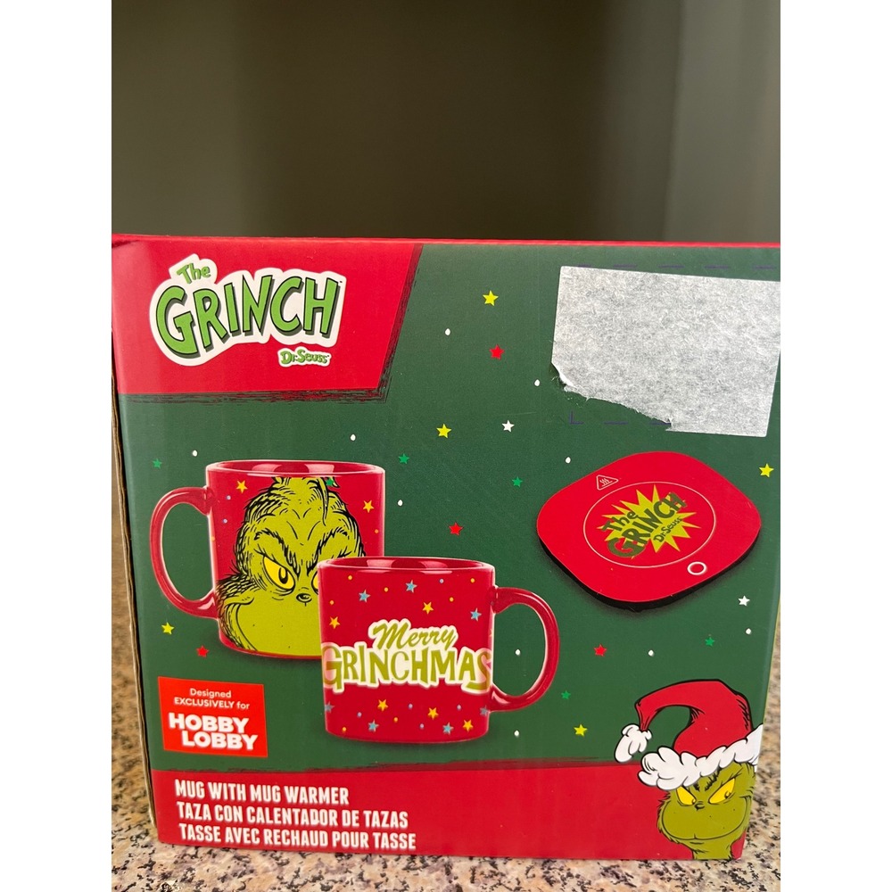 New Uncanny Brands The Grinch Mug with Mug Warmer Red One Size Holiday Set
